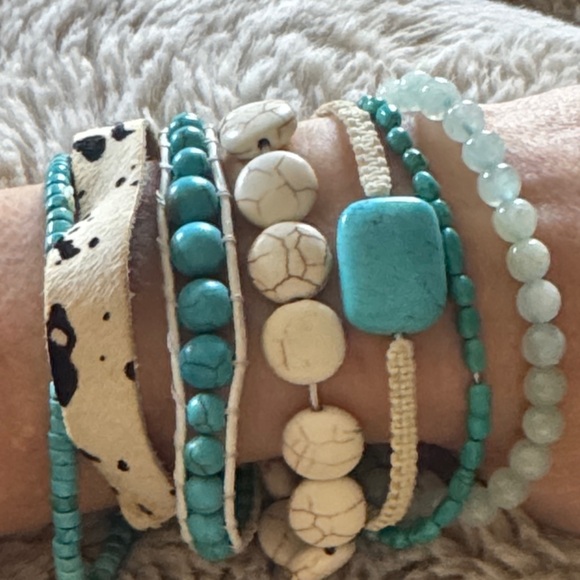 Victoria Emerson Turquoise and Cream Bracelet Set - Picture 4 of 7